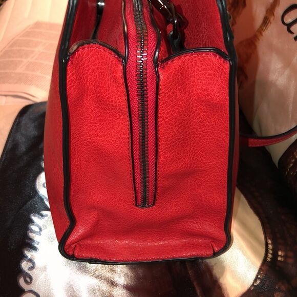 Red Gun Faux Leather Crossbody Convertible Satchel Purse with Handles - Picture 4 of 14